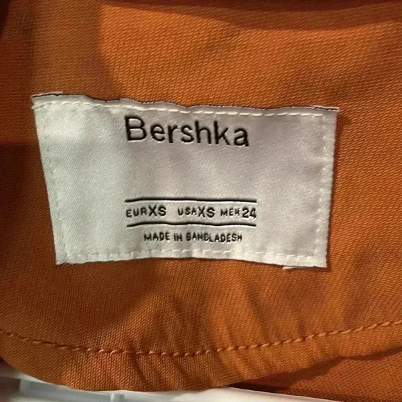 Bershka Belted Orange  Mid Length Light Trench Coat with Button Up Sleeve-XS - Picture 6 of 12